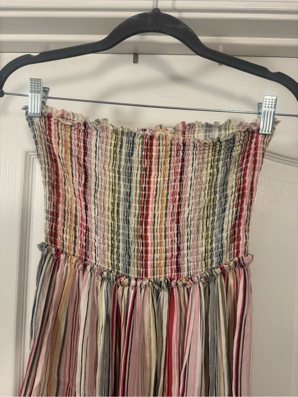 Elan Multicolor Striped Smocked Strapless Dress - Picture 2 of 8